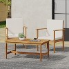 Christopher Knight Home Harvey Outdoor Acacia Wood Club Chair and Coffee Table Set with Cushions, Brown, Cream - 2 of 4