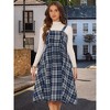 INSPIRE CHIC Women's Plaid Vintage Sleeveless A-Line Overall Pinafore Dress - 2 of 4