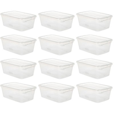 Rubbermaid Cleverstore Home/Office 6 Quart Clear Plastic Storage Tote Container Box Bin with Lid for Garage or Basement, (12 Pack)