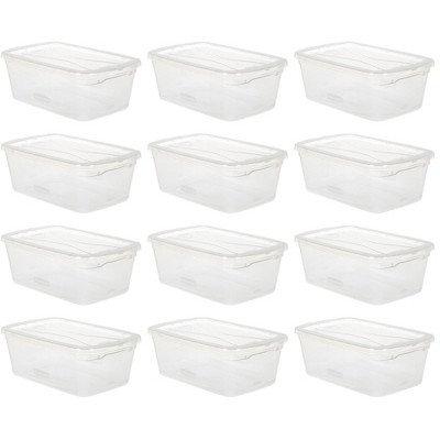Rubbermaid Cleverstore Home/Office 6 Quart Clear Plastic Storage Tote Container Box Bin with Lid for Garage or Basement, (12 Pack)