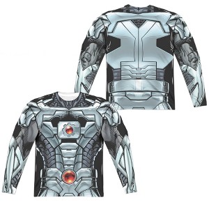Men's Jla Cyborg (Front Back Print) Long Sleeve Costume T-Shirt - 1 of 4