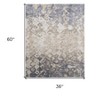 HomeRoots 3' X 5' Ivory Tan And Blue Abstract Area Rug - 3 of 4