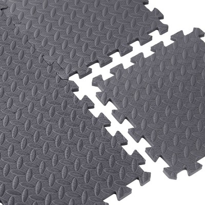 CAP Puzzle Exercise Mat Black 24 in. x 24 in. x 0.5 in. EVA Foam  Interlocking Tiles with Border (48 sq. ft.) MTS2-1206AM - The Home Depot