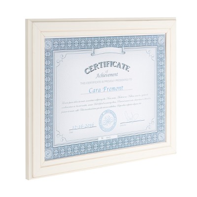 Distressed Soft White Solid Wood 8.5x11 Document Frame