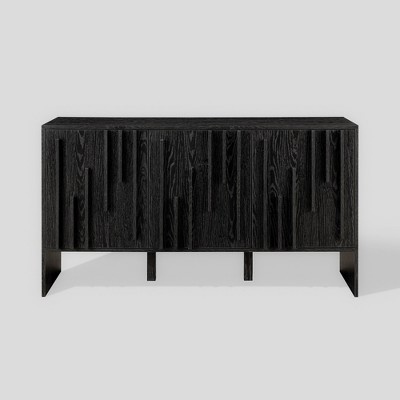 Modern Staggered Vertical Accent 3 Door Sideboard - Saracina Home