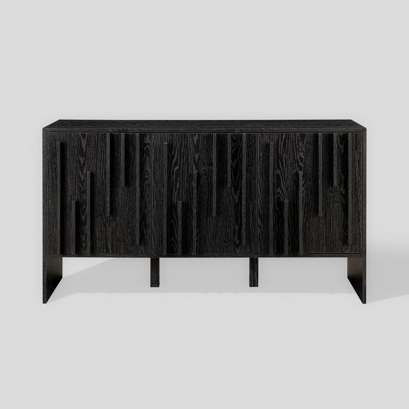 Modern Staggered Vertical Accent 3 Door Sideboard - Saracina Home, 1 of 10