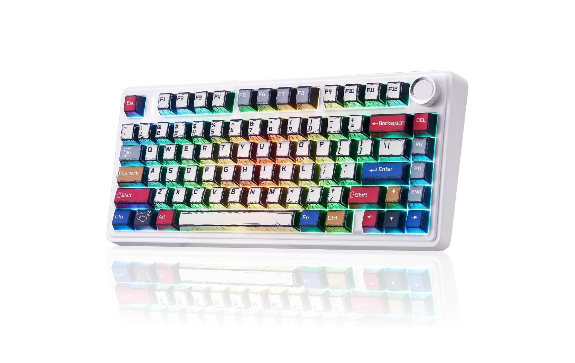 AULA F75 81-Key Wireless Hot Swappable Mechanical Gaming Keyboard, RGB, Knob, 4000 mAH Battery, Normal/ Patterned Keycap