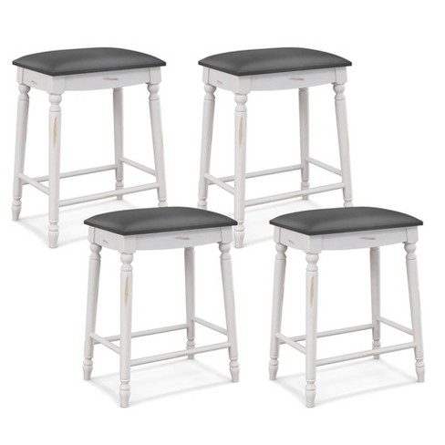 Tangkula 24" Bar Stool Set of 4 w/ Padded Seat Cushions Rubber Wood Legs Upholstered - image 1 of 4