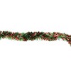 Northlight 12' x 3.5" Unlit Green/Red Wide Cut Christmas Tinsel Garland - 2 of 3
