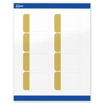 Avery Printable Rectangle Labels, Gold-Dipped Edge, 2" x 3", Glossy White Rectangle Labels, Permanent, Laser/Inkjet, 80ct, Great for Product Labels