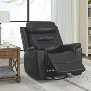 Spruce & Spring Swivel Manual Recliner Faux Leather Glider Recliner - 1 of 4
