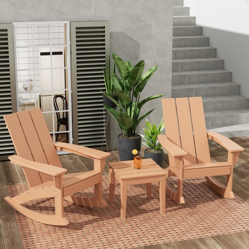WestinTrends 3 Piece Set Outdoor Modern Rocking Chairs with Square Side Table, 2 of 3