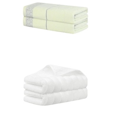 REGALWOVEN Bathroom Gym SPA Cotton Soft Absorbent Bath Hands Towel Set 2 Pcs