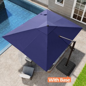 Pellebant 9x10.5FT Cantilever Umbrella Outdoor 360 Degree Rotation Offset Umbrella 6 Heights Adjustable with Base - 1 of 4