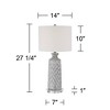 360 Lighting Patrick Modern Coastal Table Lamp with Round Riser 27 1/4" Tall Gray White Wash Ceramic Drum Fabric Shade for Bedroom Living Room Home - image 4 of 4