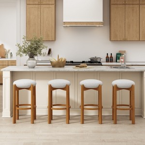 Christopher Knight Home Buchanan Modern Rubberwood Upholstered Barstools (Set of 4) - 1 of 4