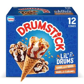 Nestle Vanilla with Caramel & Fudge Frozen Sauce Drumstick Lil'Drums - 12ct