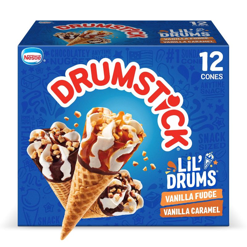 Nestle Vanilla with Caramel & Fudge Frozen Sauce Drumstick Lil'Drums - 12ct, 1 of 16