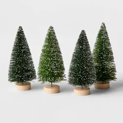 4pc 4" Decorative Sisal Bottle Brush Tree Set Green - Wondershop™