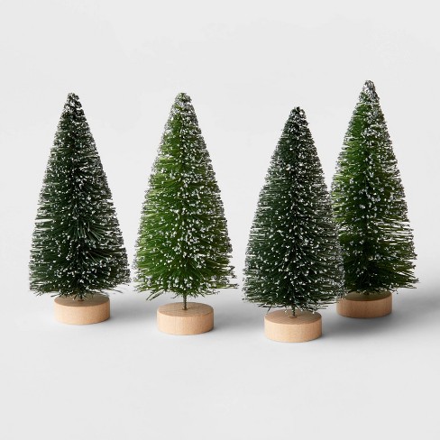 4pc 4" Decorative Sisal Bottle Brush Tree Set Green - Wondershop™ - image 1 of 3