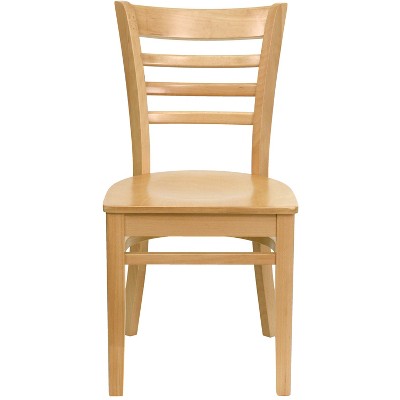 Natural Wood Ladderback High Slat Side Chair in Beige