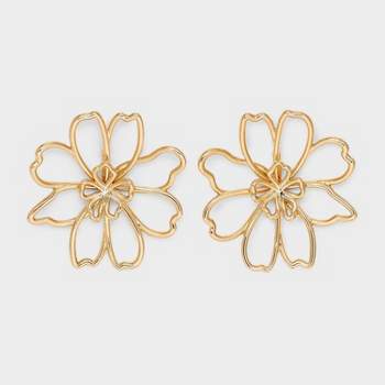 Gold Stud Flower Wire Earrings - A New Day™ Gold