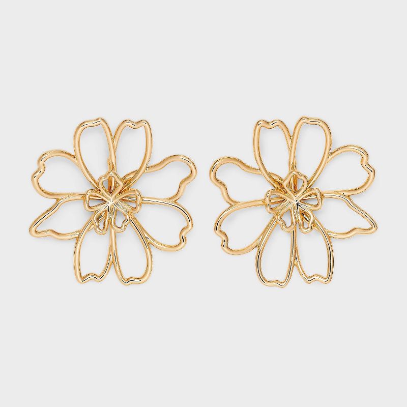 Gold Stud Flower Wire Earrings - A New Day&#8482; Gold, 1 of 6
