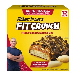 FITCRUNCH Chocolate Peanut Butter Baked Snack Bars - 16g Protein - 12ct/19.44oz - 1 of 4
