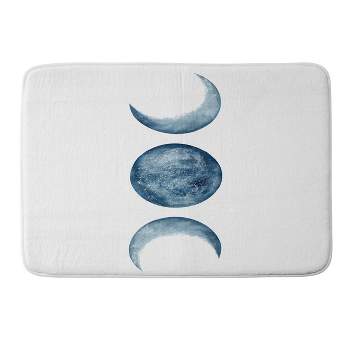Kris Kivu Blue Moon Phases Watercolor Memory Foam Bath Mat Blue - Deny Designs