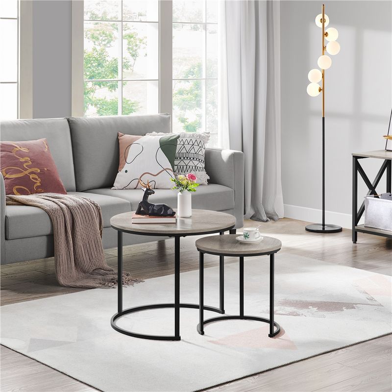 Yaheetech Nesting Round Accent Coffee Table for Living Room, 2 of 12