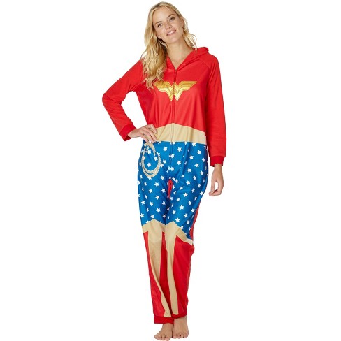 Dc Comics Adult Wonder Woman Onesie Costume Pajama Union Suit (s/m
