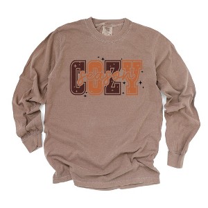 Simply Sage Market Women's Cozy Season Stars Long Sleeve Garment Dyed Tee - 1 of 4