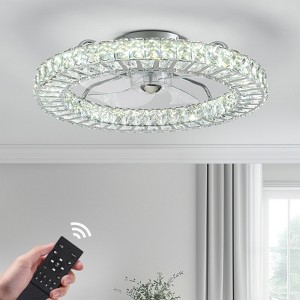 Ludomide 3-Color Crystal Ceiling Fan with Light – Remote/APP Control, 6-Speed Reversible, Dimmable LED for Home Decor - 1 of 4