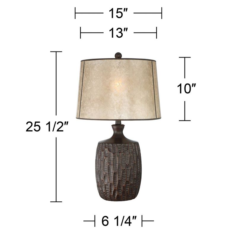 Franklin Iron Works Kelly 25 1/2" High Farmhouse Rustic Table Lamp USB Cord Dimmer Brown Single Mica Shade Living Room Charging (Colors May Vary), 4 of 8