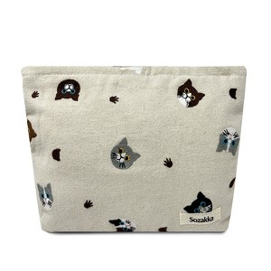 Wrapables Cosmetic Pouch, Makeup and Toiletry Travel Bag, Embroidered Cats - 1 of 4
