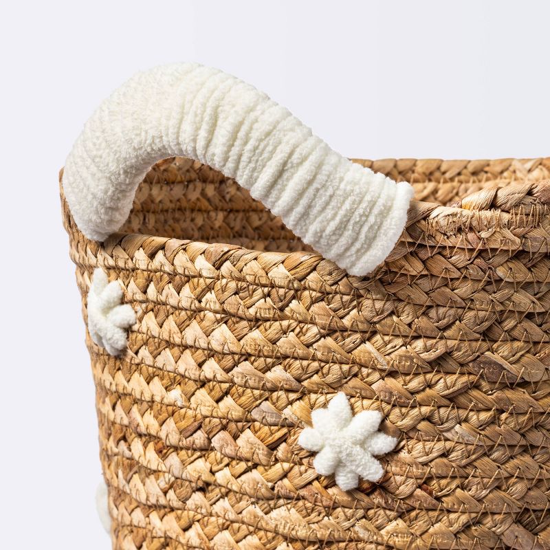 Braided Water Hyacinth with Tufted Embroidery Medium Round Storage Basket - Cloud Island&#8482;, 4 of 6