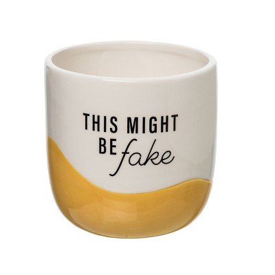 Totalee Gift This Might Be Fake Large Planter Ceramic yELLOW