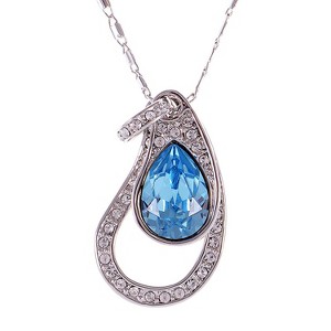 Anna-Kaci Women's Elegant Teardrop Crystal Pendant Necklace, Rhinestone Embellishments, Adjustable Chain, Perfect for Formal Events- Transfer Beads - 1 of 4