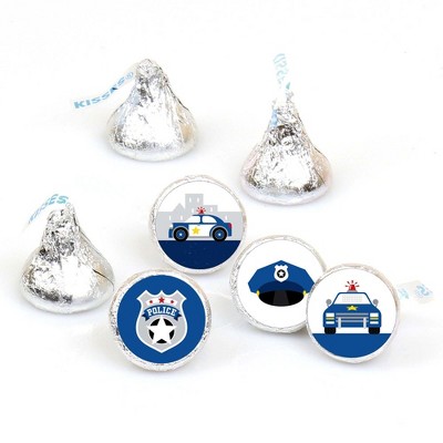 Big Dot of Happiness Calling All Units - Police - Cop Party Round Candy Sticker Favors - Labels Fit Hershey's Kisses (1 sheet of 108)