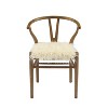 Ellis Mid-Century Wishbone Faux Fur Dining Chair White - Linon: Plush, Armless, Wood Legs - 3 of 4