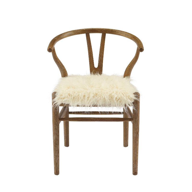 Ellis Mid-Century Wishbone Faux Fur Dining Chair White - Linon, 3 of 12