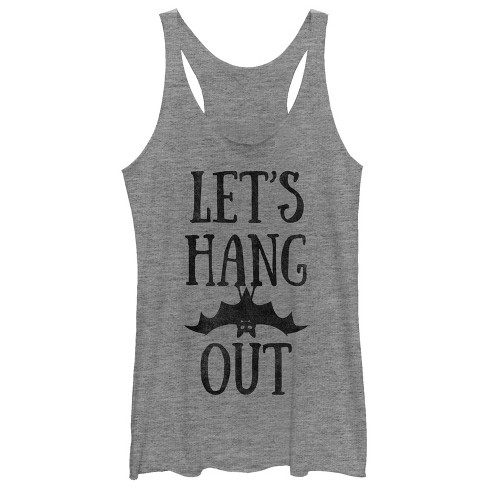 Women's CHIN UP Halloween Hang Out Bat Racerback Tank Top - Gray Heather -  Large