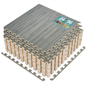 Sorbus 3/8-Inch Thick 96 Sq. Ft. Wood Grain Floor Foam EVA Interlocking Mats Tiles w/ Borders - for Home, Playroom, Basement, Trade Show - 1 of 4