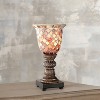Regency Hill Traditional Uplight Accent Table Lamp 12" High Bronze Brown Mosaic Ivory Glass Shade for Bedroom Bedside Nightstand House Home Office - 2 of 4