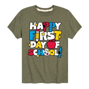 Boys' - Instant Message - Happy First Day Of School Short Sleeve Graphic T-Shirt - 1 of 4