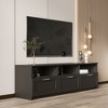 71"W Modern TV Stand TV Console Sideboard Entertainment Center Media Console with 3 Drawes and 3 Open Locker for TVs Up to 80", White/Black-ModernLuxe - image 3 of 4