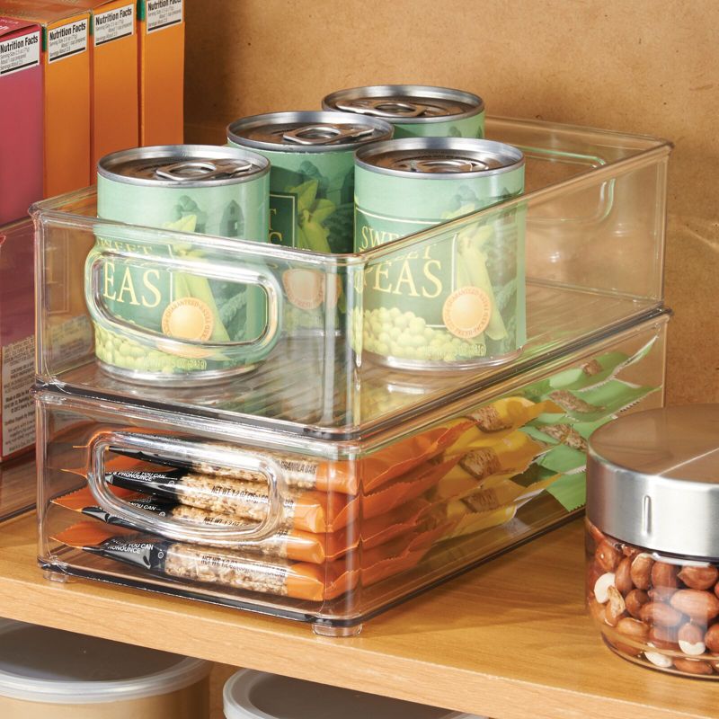 mDesign Plastic Kitchen Pantry Storage Organizer Bin with Handles, 4 Pack - Clear, 10 x 6 x 3, 3 of 10