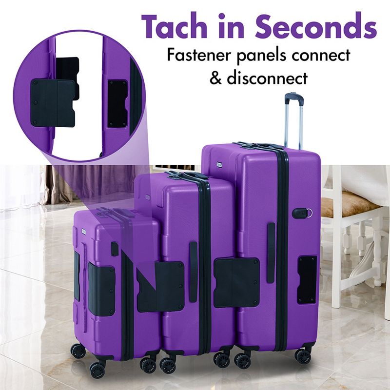 TACH V3 Connectable Hardside Suitcase Luggage Bags w/ Spinner Wheels, 4 of 9