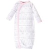 Touched by Nature Baby Girls Organic Cotton Side-Closure Snap Long-Sleeve Gowns 3pk, Pink Gray Elephant - 4 of 4