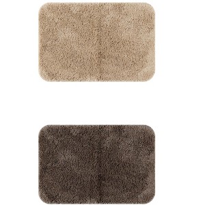 Unique Bargains Non-Slip Extra Soft Plush Quick Dry Anti-Skid Shaggy Bath Mats 2 Pcs - 1 of 4